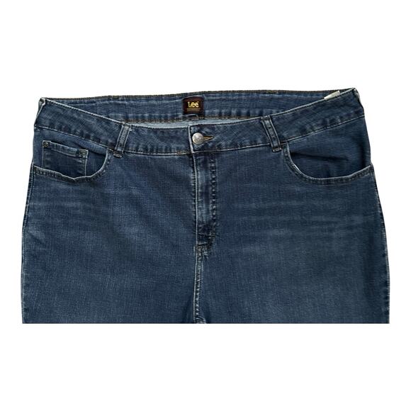 LEE Womens Plus Size 24W M Cropped Capri Cotton Blend Blue Jeans 22" Inseam - Picture 4 of 6